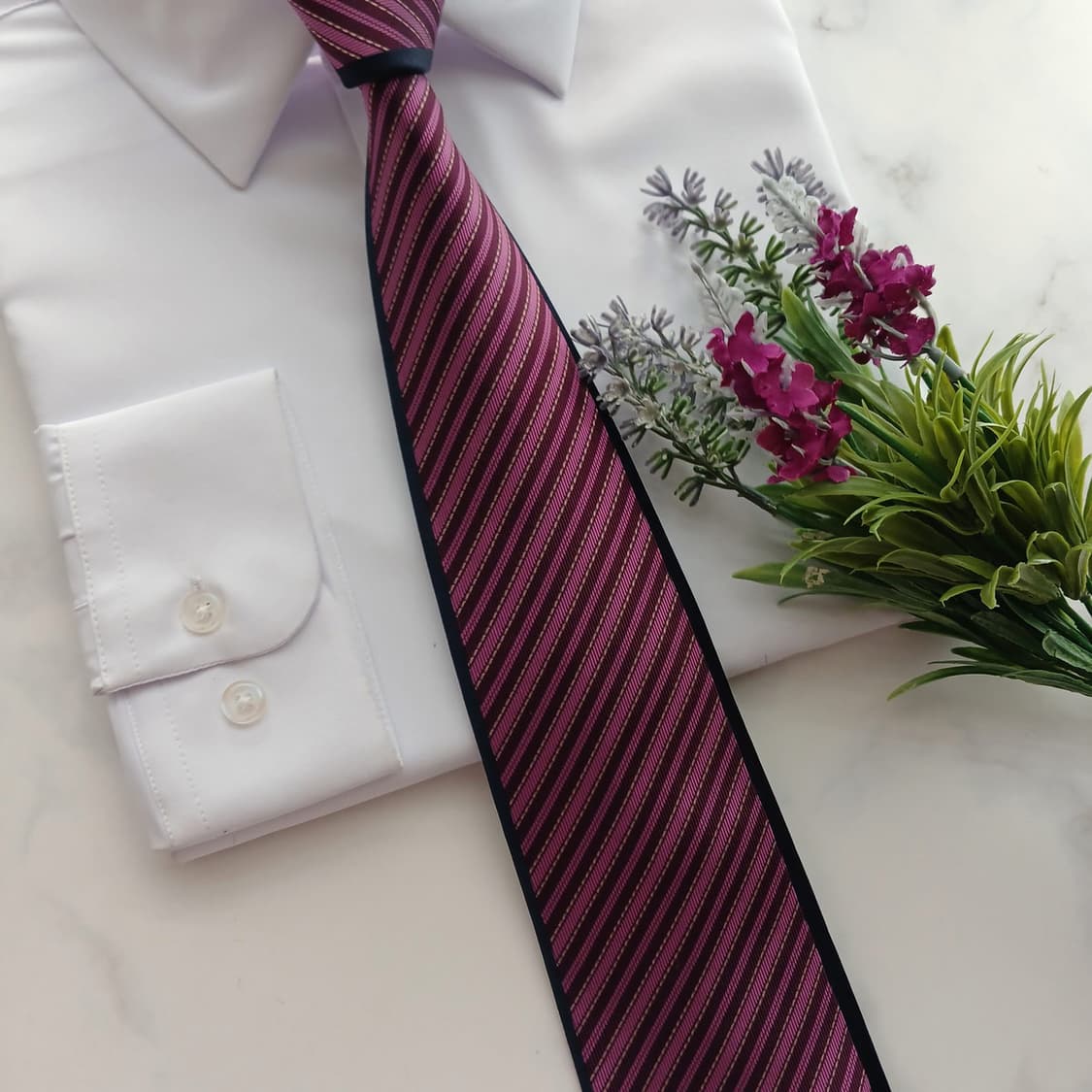 밀라숀 실크 퍼플 스트라이프 넥타이 9.5cm A+등급 A18780
 상품이미지5