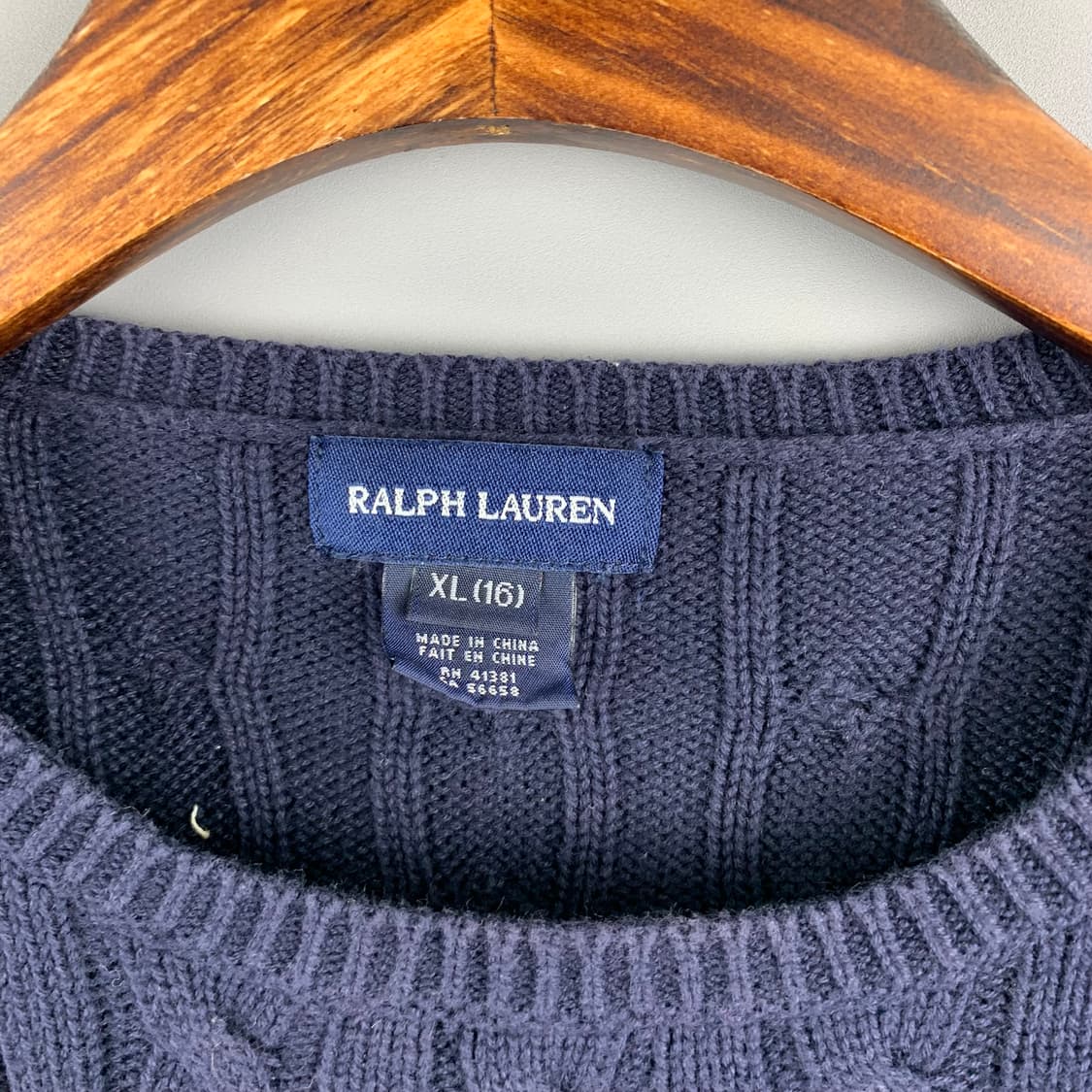 폴로 랄프로렌 가죽패치 네이비 꽈배기 니트 상품이미지4