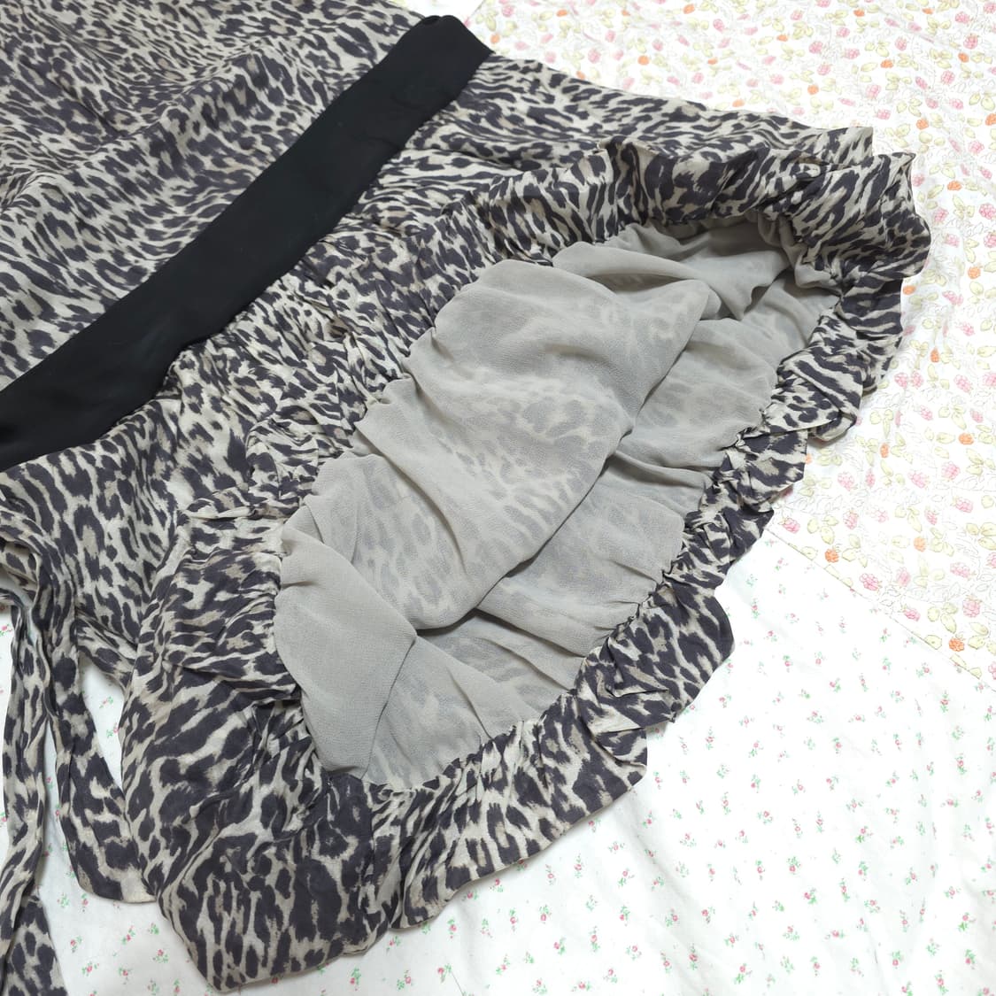 오네갸루 호피 레오파드 골드 슬리브리스 원피스 상품이미지3