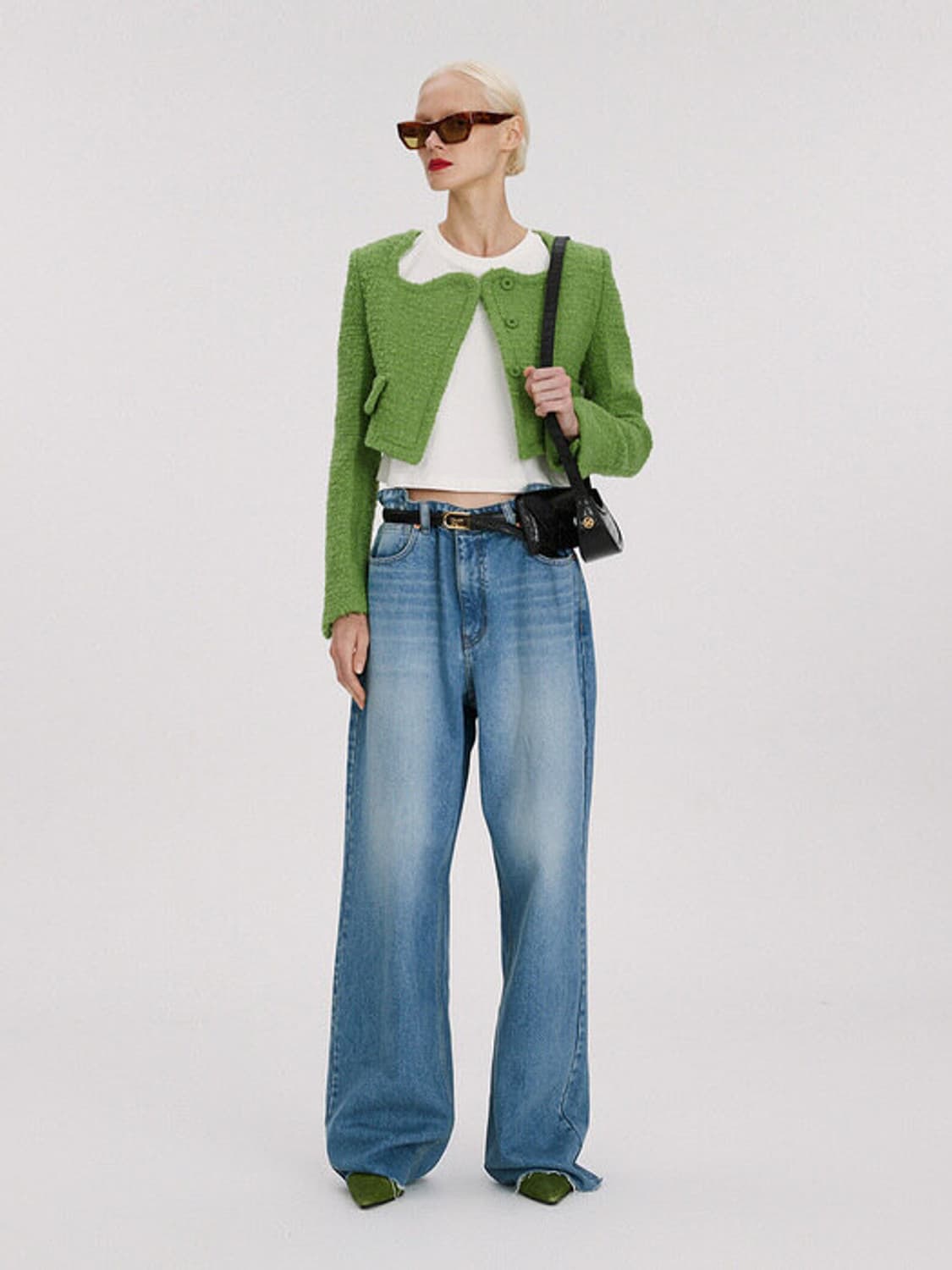 택O) [s] 렉토 홀리데이 부클 커브드 넥 크롭 자켓 [태연 착용] 상품이미지6