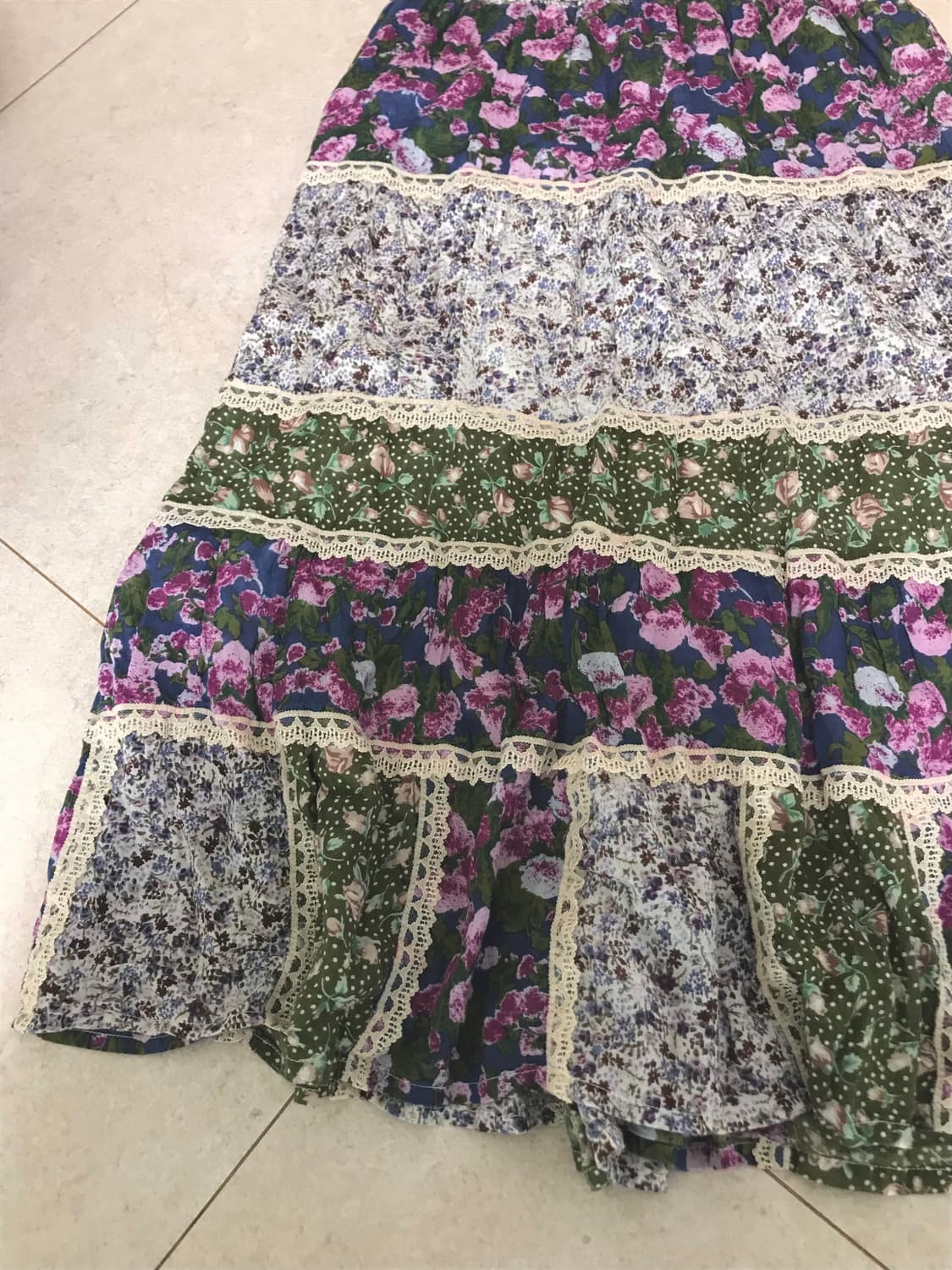 빈티지 모리걸 하구미 말차 플라워패치 나시원피스 상품이미지4