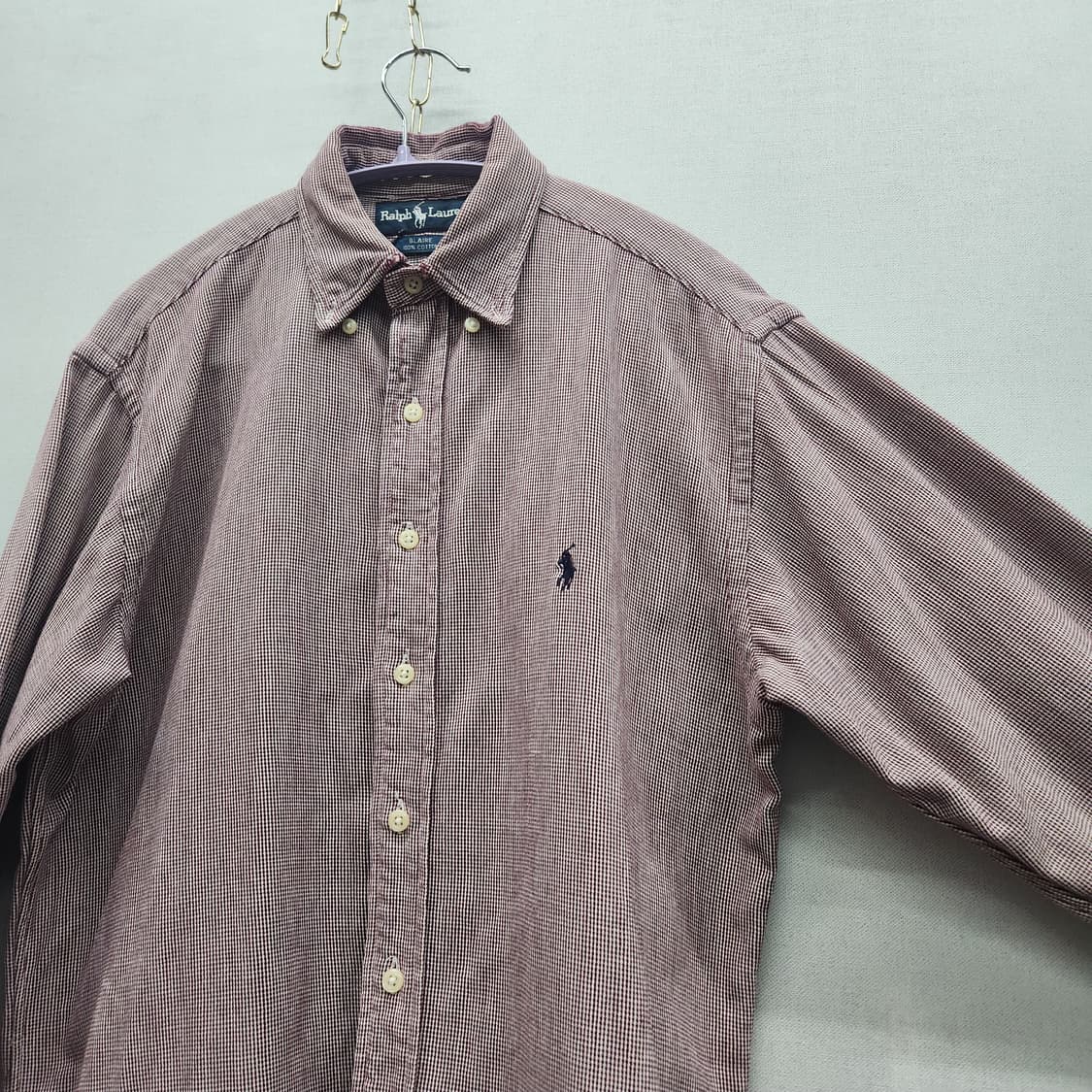 폴로 랄프로렌 깅엄체크 패턴 오버핏 셔츠 S(L) 상품이미지3