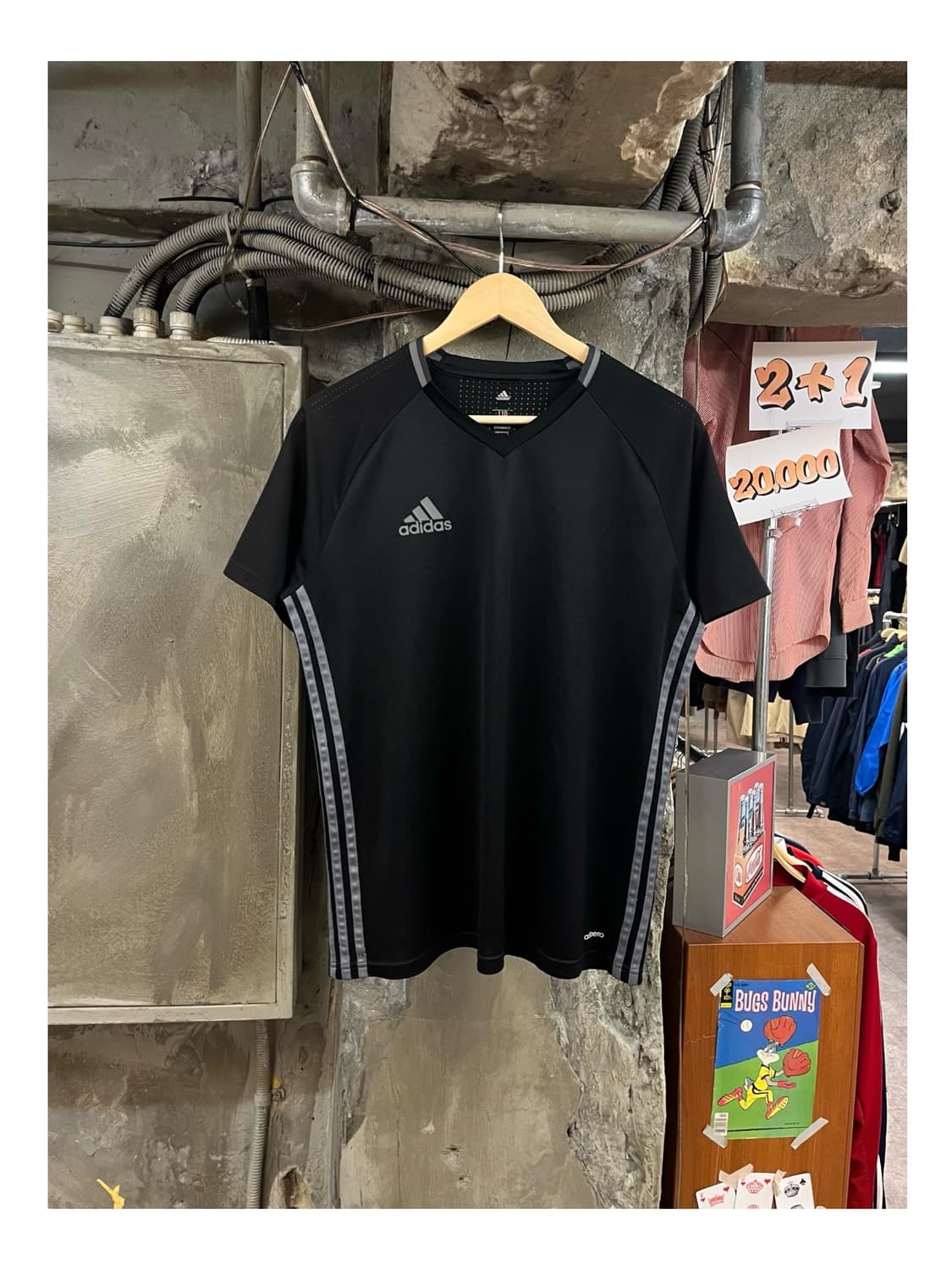 아디다스 브이넥 기능성 반팔티 블랙 110 #csz3219 상품이미지1