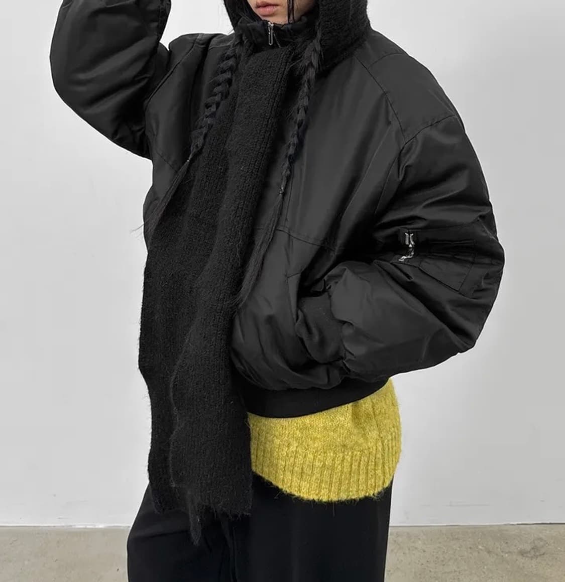 블랙업 캐주얼 하이넥 항공점퍼 블랙 상품이미지3