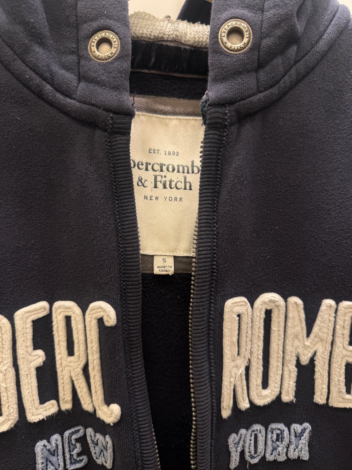 아베크롬비 로고 집업 후드 네이비 U457 상품이미지5