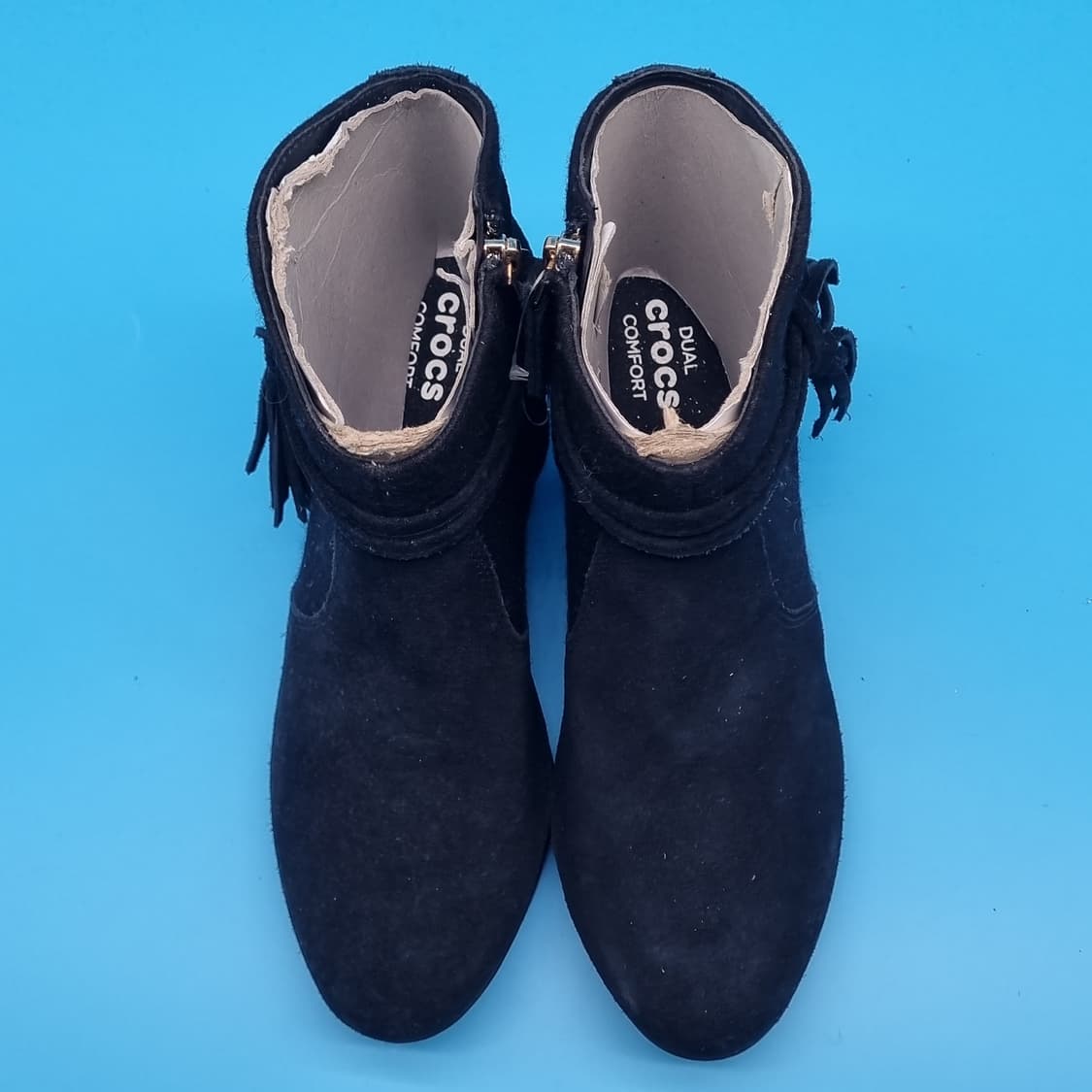 o 새상품 크록스 스웨이드 웨지힐 여성부츠220 상품이미지2