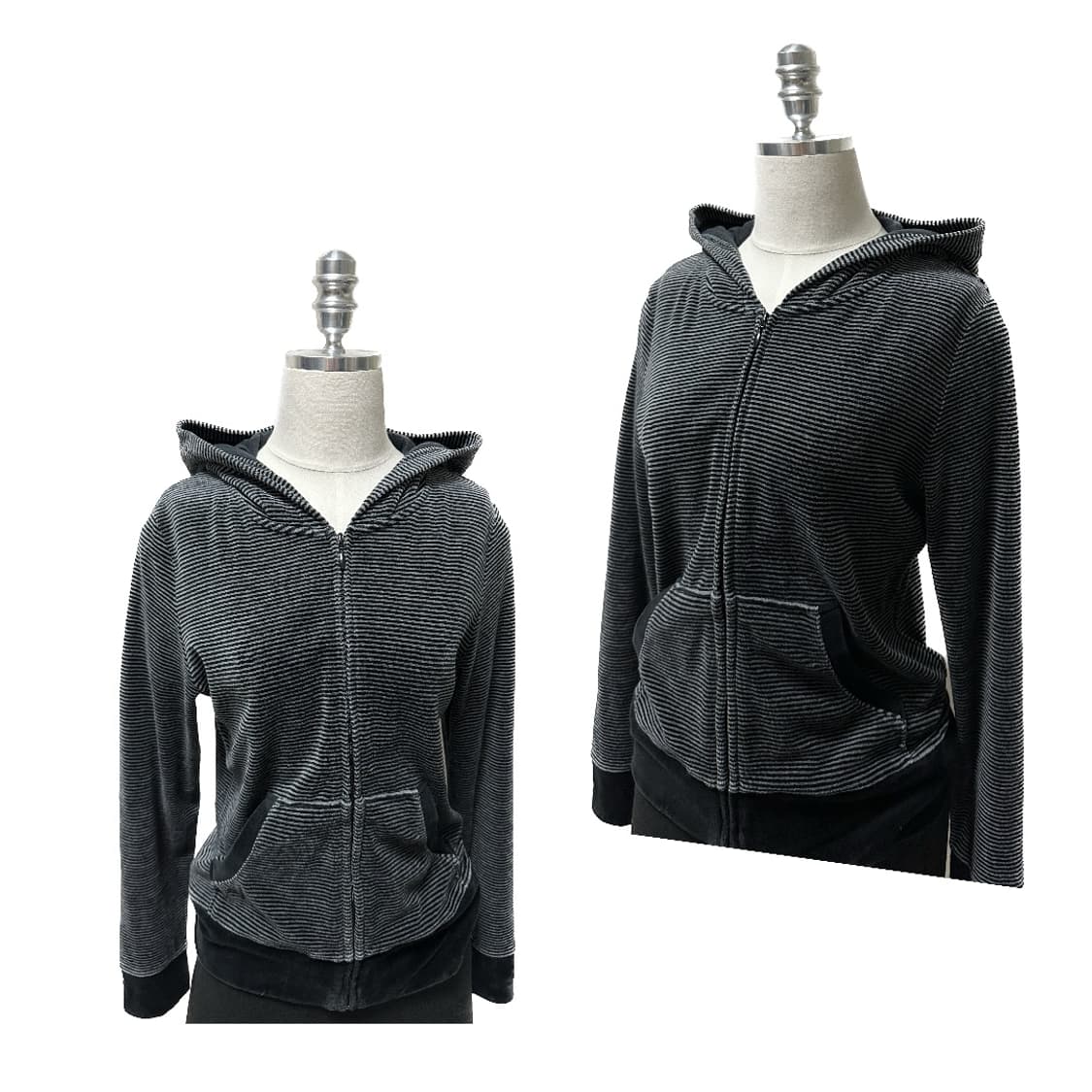 벨벳 스트라이프 후드집업 상품이미지4