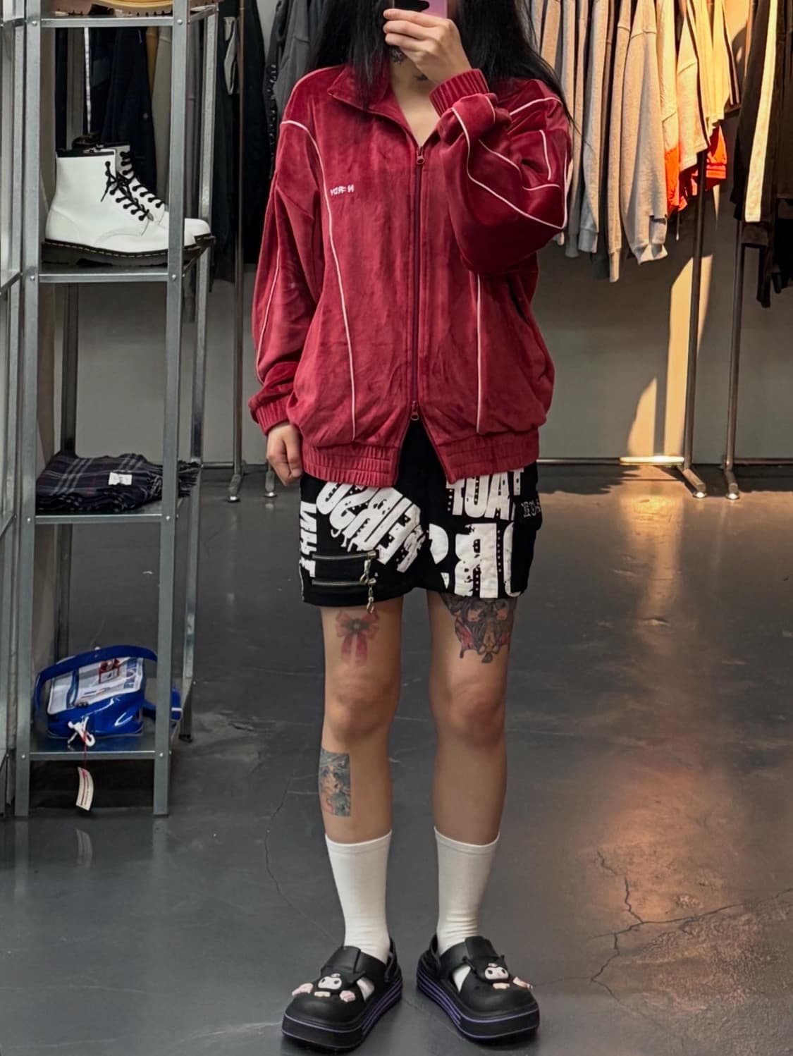 널디 벨벳 레드 집업 재킷 A1330 상품이미지1