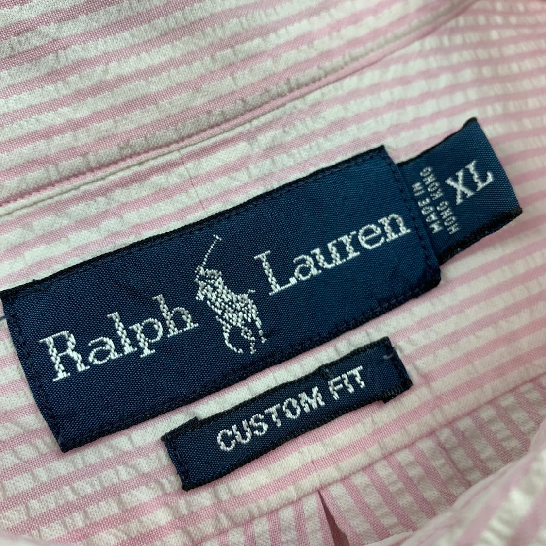 폴로 랄프로렌 포니로고 커스텀핏 시어서커 핑크 스트라이프 하프셔츠 상품이미지4