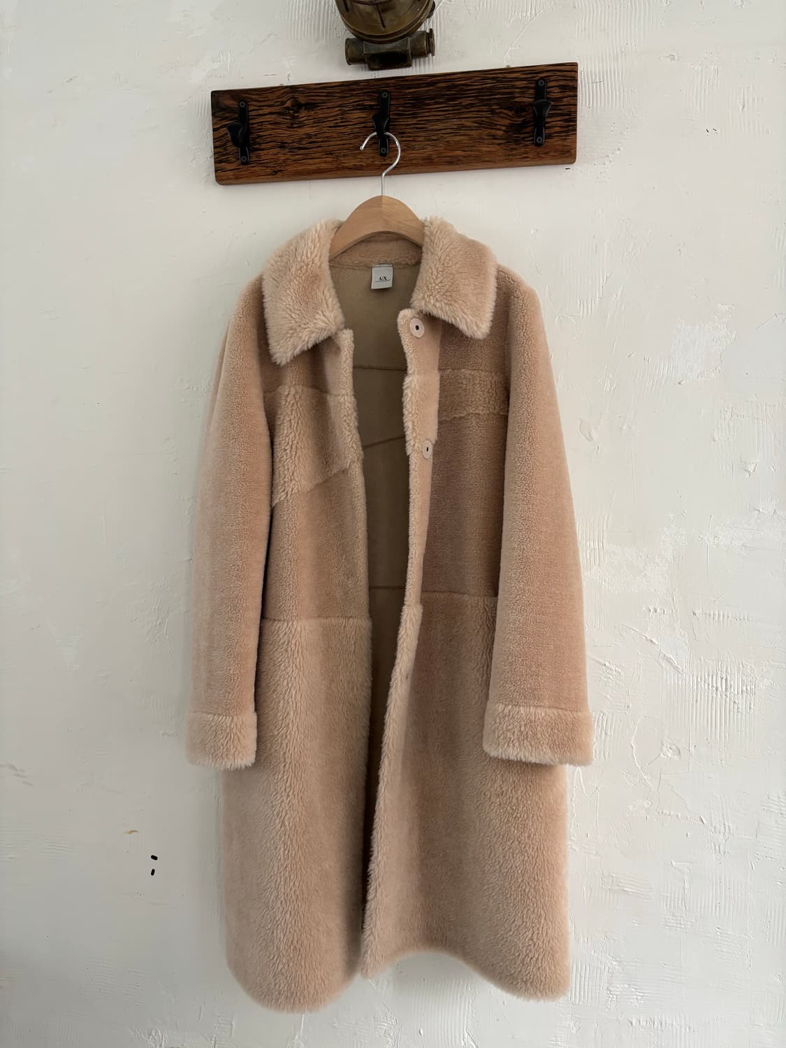 Armani 아르마니 익스체인지 아이보리 롱 리버시블 퍼 코트 상품이미지6