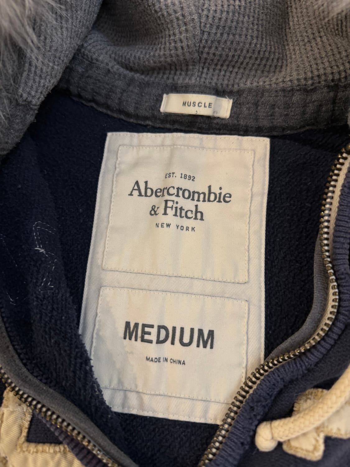 아베크롬비 울프죠 폭스 퍼 후드집업 네이비 상품이미지5