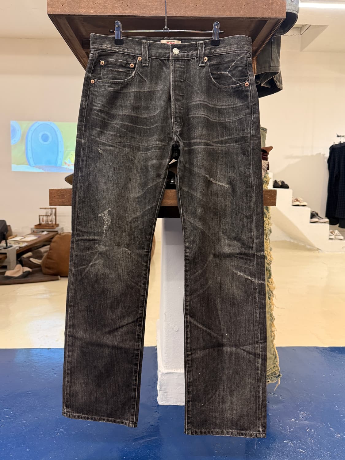 Levis 리바이스 501 흑청 데님 팬츠 상품이미지3