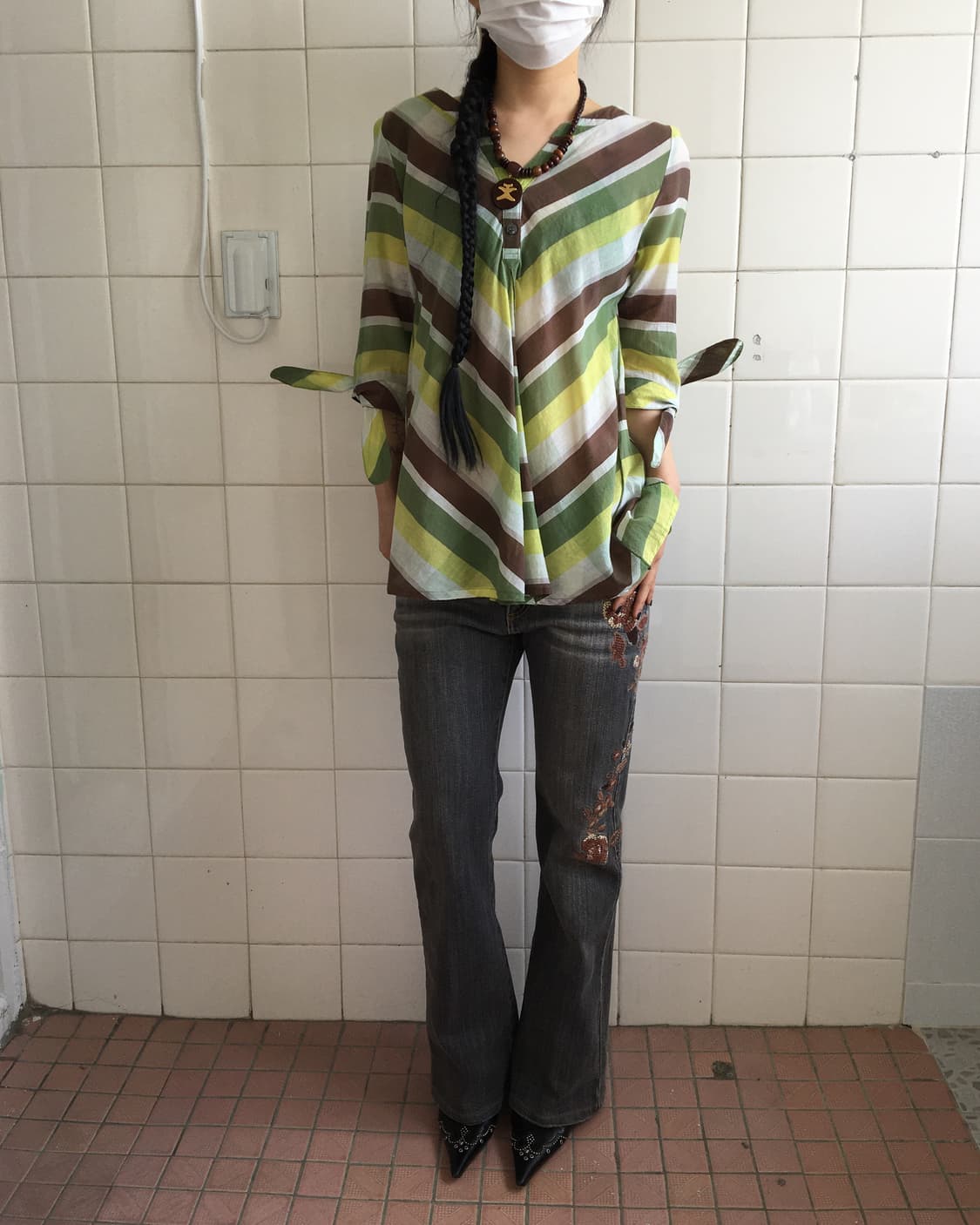 Tied point pattern blouse 상품이미지1