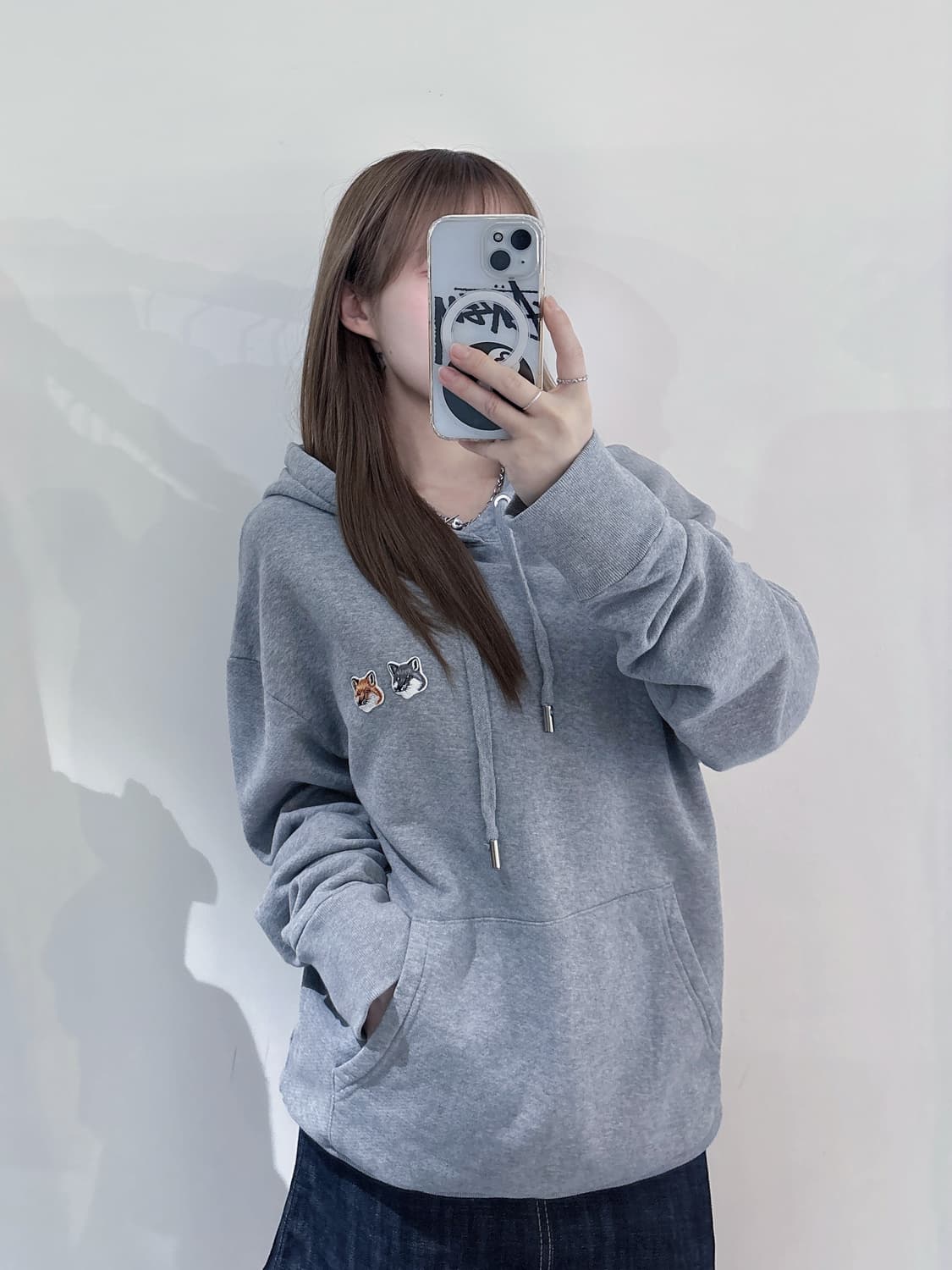 메종키츠네 더블폭스 그레이 후드 상품이미지1