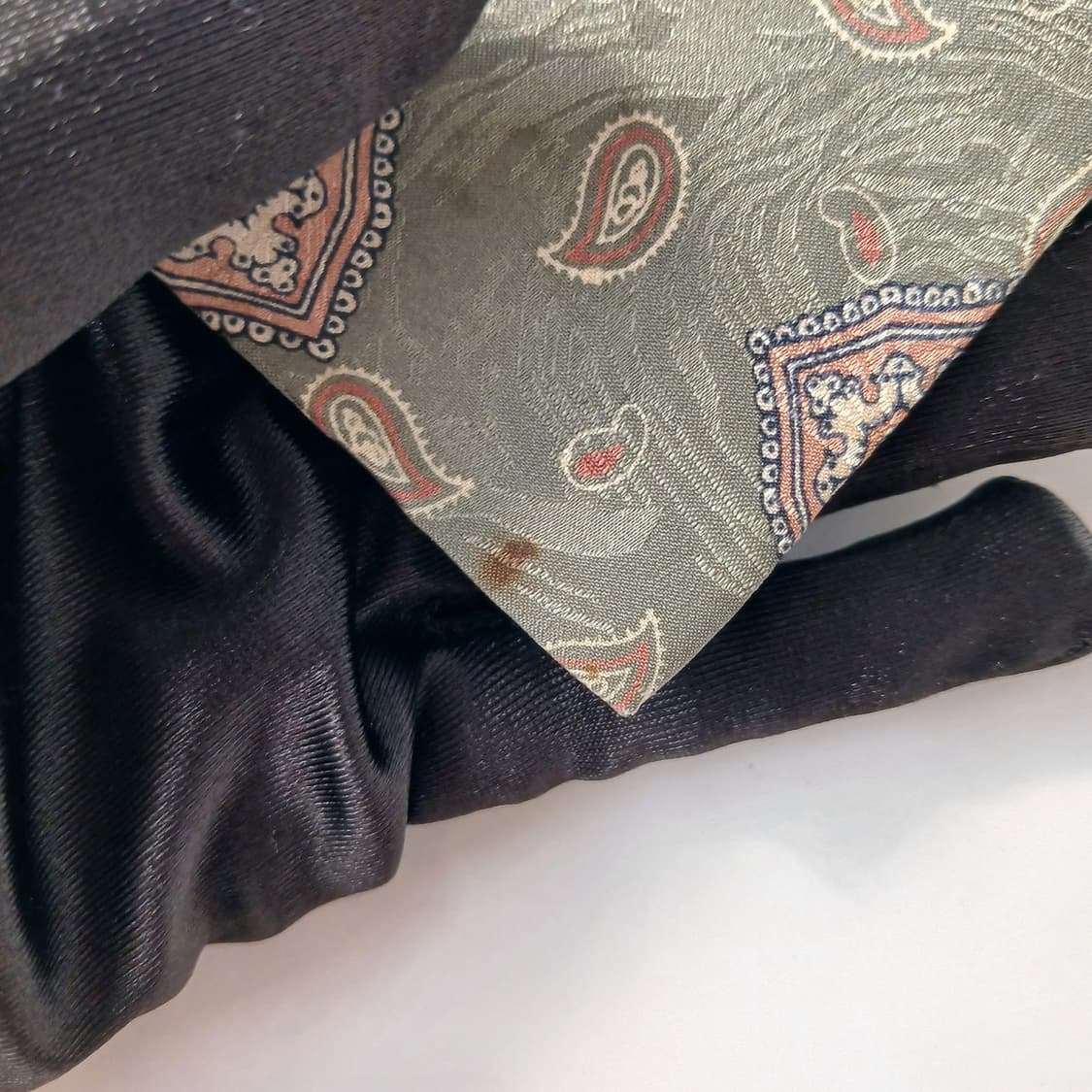 까르뱅 실크 그린 페이즐리 패턴 넥타이 9.3cm A~B등급 G14 상품이미지9