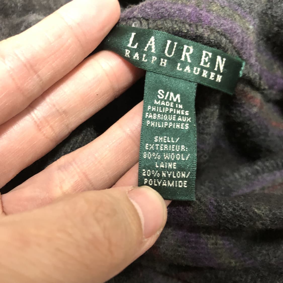 (ONE SIZE) 폴로 랄프로렌 POLO 체크 패턴 판초 머플러 상품이미지6