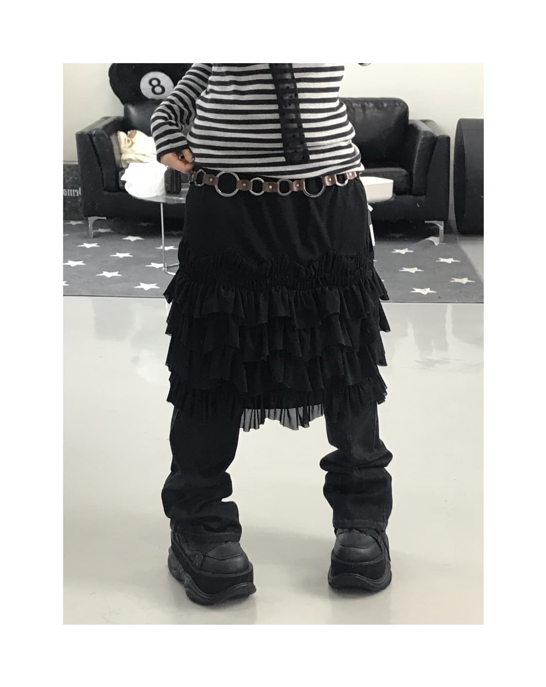 Jpn Black Frill Midi Skirts 상품이미지1