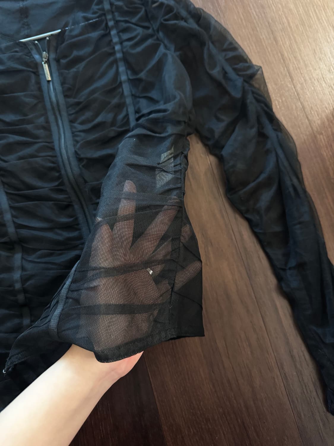 스피치오 오간자 시스루 집업 가디건 상품이미지2