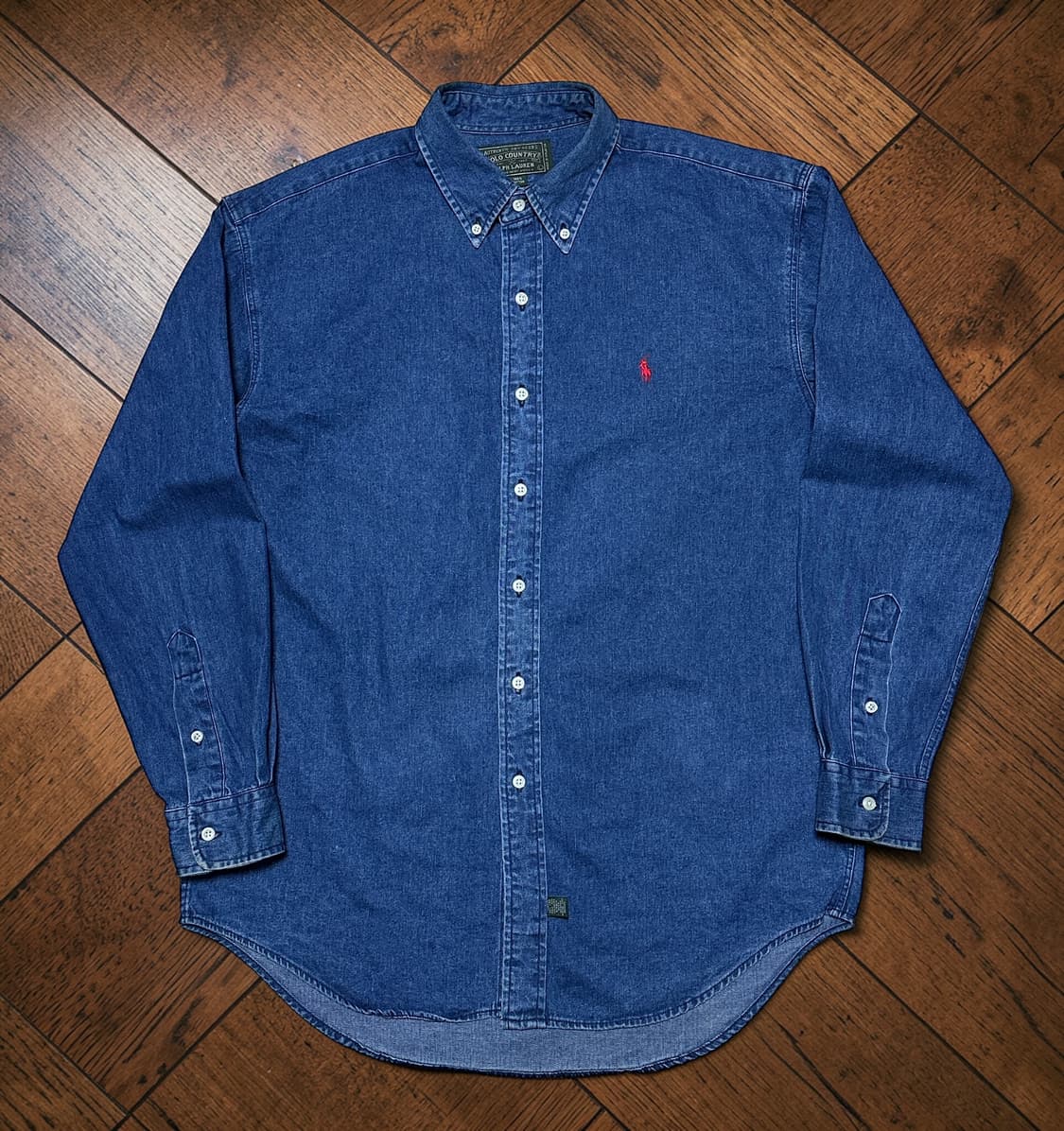 90s 폴로 컨트리 버튼다운 데님셔츠 L 상품이미지1