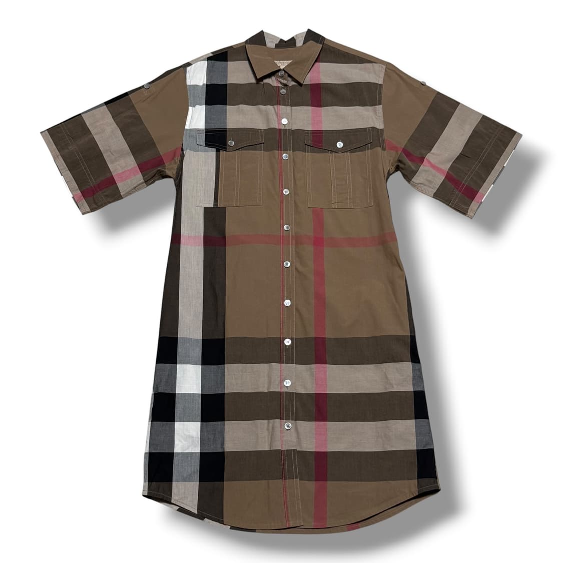 ‼️ Burberry M 여성용 브라운 노바체크 원피스 셔츠 ‼️ 상품이미지1