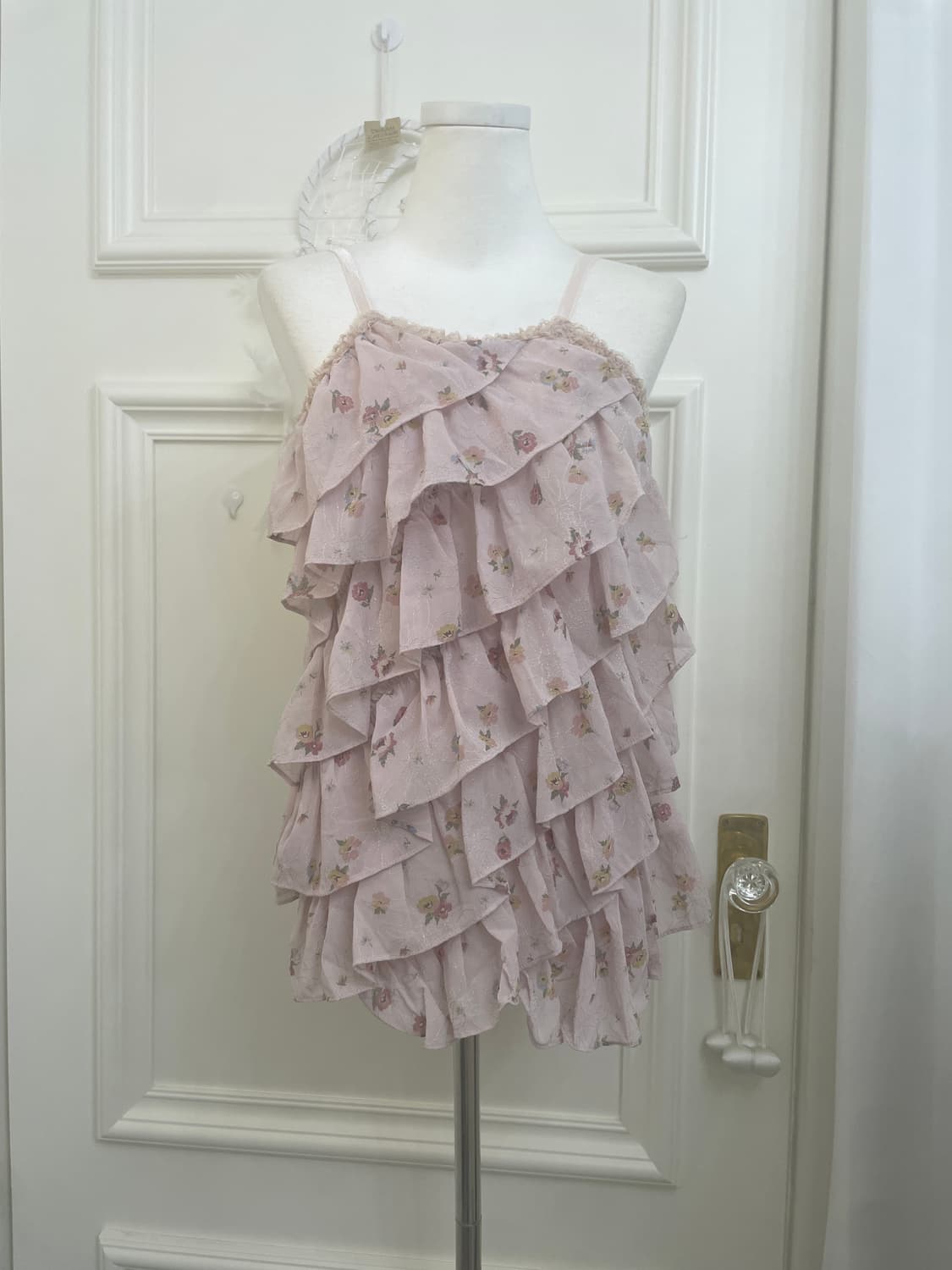 indi pink flower print ruffle sleeveless 상품이미지1