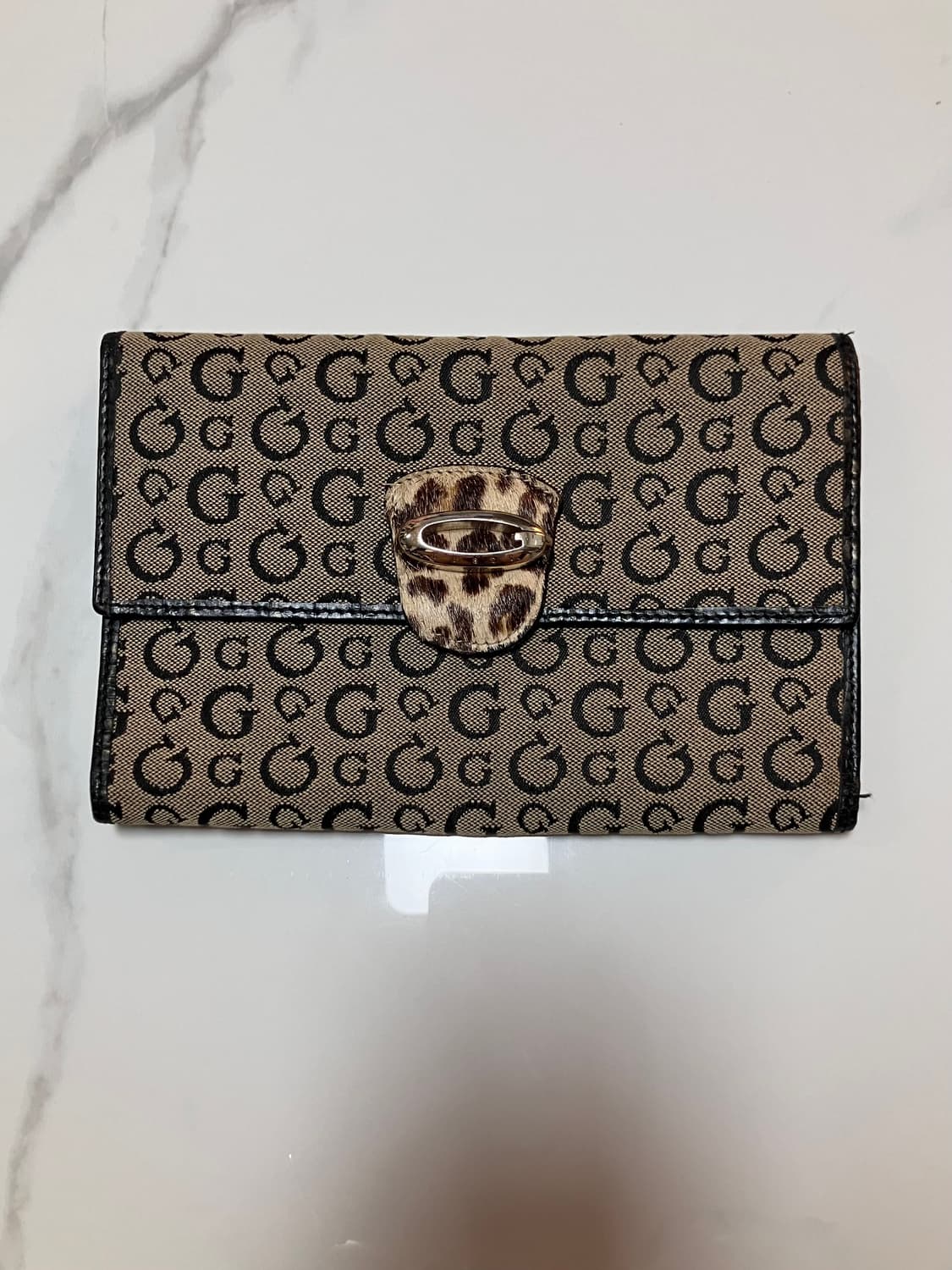Y2K 갸루 스타일 게스 호피 송치 지갑 모노그램 상품이미지1