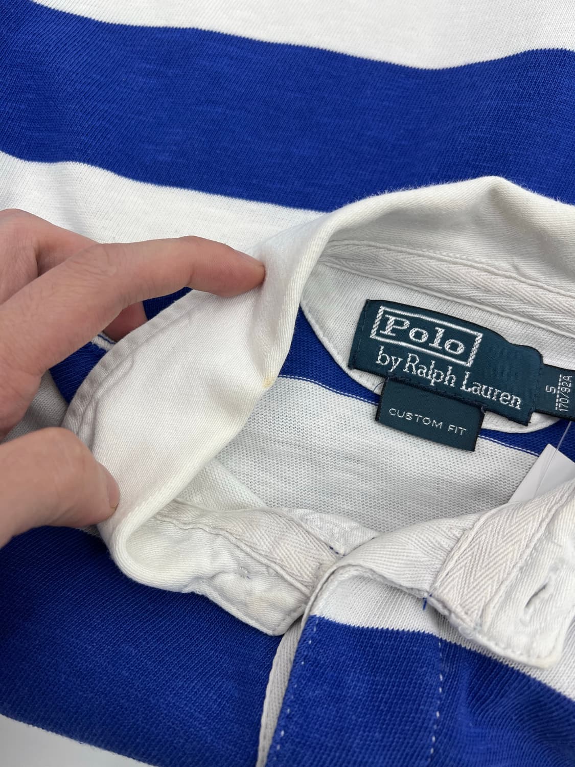 00s 폴로 랄프로렌 블루 스트라이프 로고 와펜 프레피 럭비티 상품이미지8