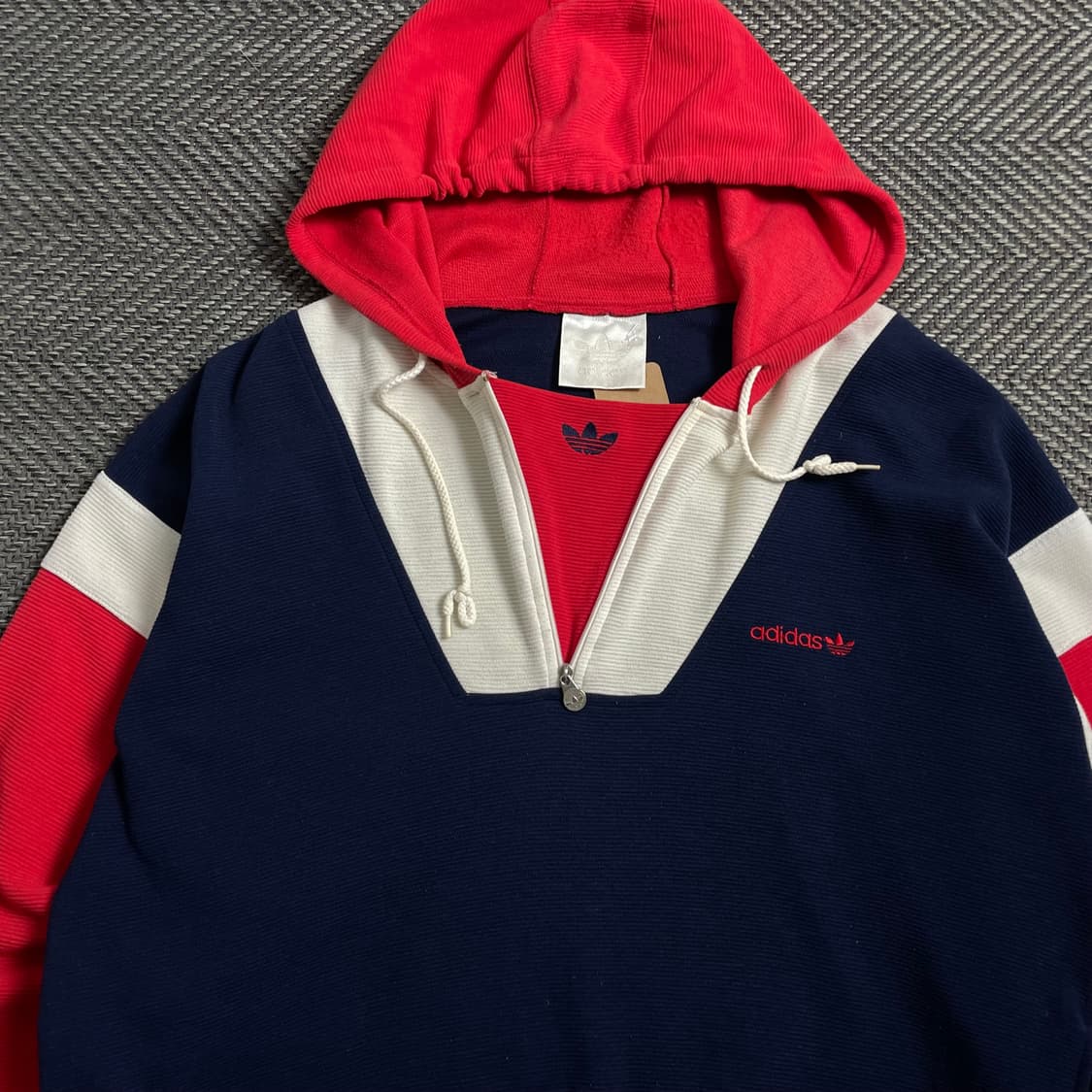 00s 아디다스 올드스쿨 배색 박시핏 아노락 후드 티셔츠 o 4430 상품이미지4