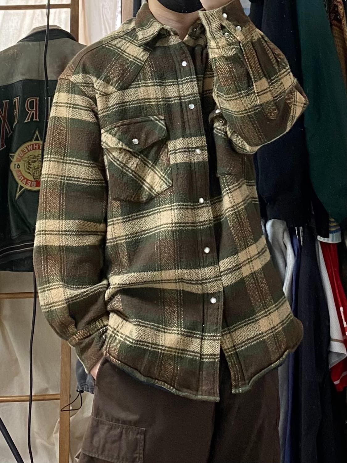 [M] 90s 필드앤포레스트 퀼팅라이닝 웨스턴 체크셔츠 자켓 상품이미지7