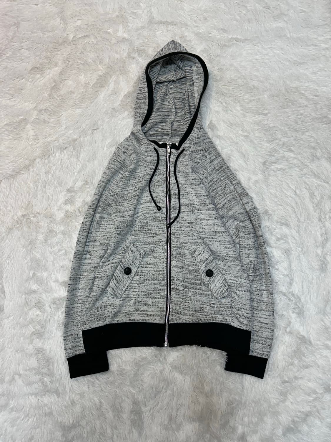 white melange hood zip-up 상품이미지1