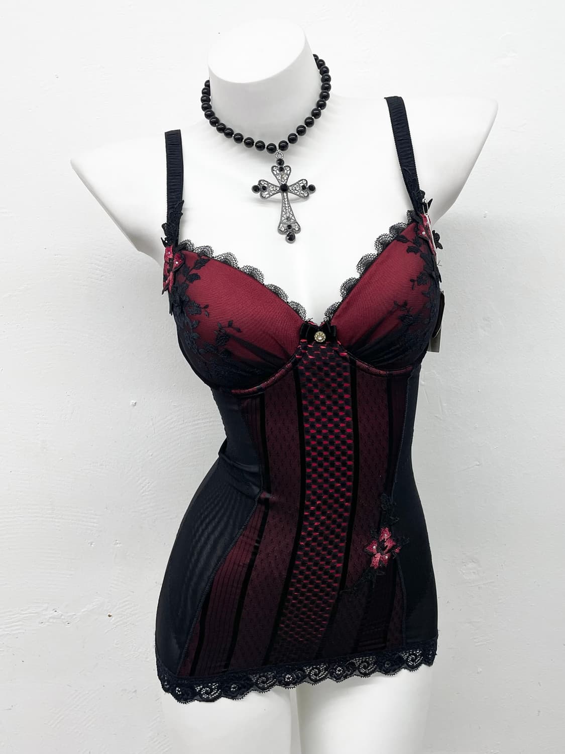 고딕 레드 레이스 코르셋 상품이미지1