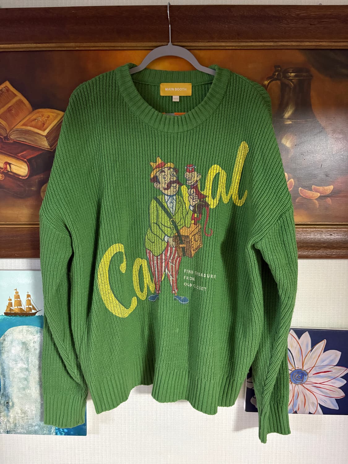 메인부스 그린 프린팅 니트 상품이미지1