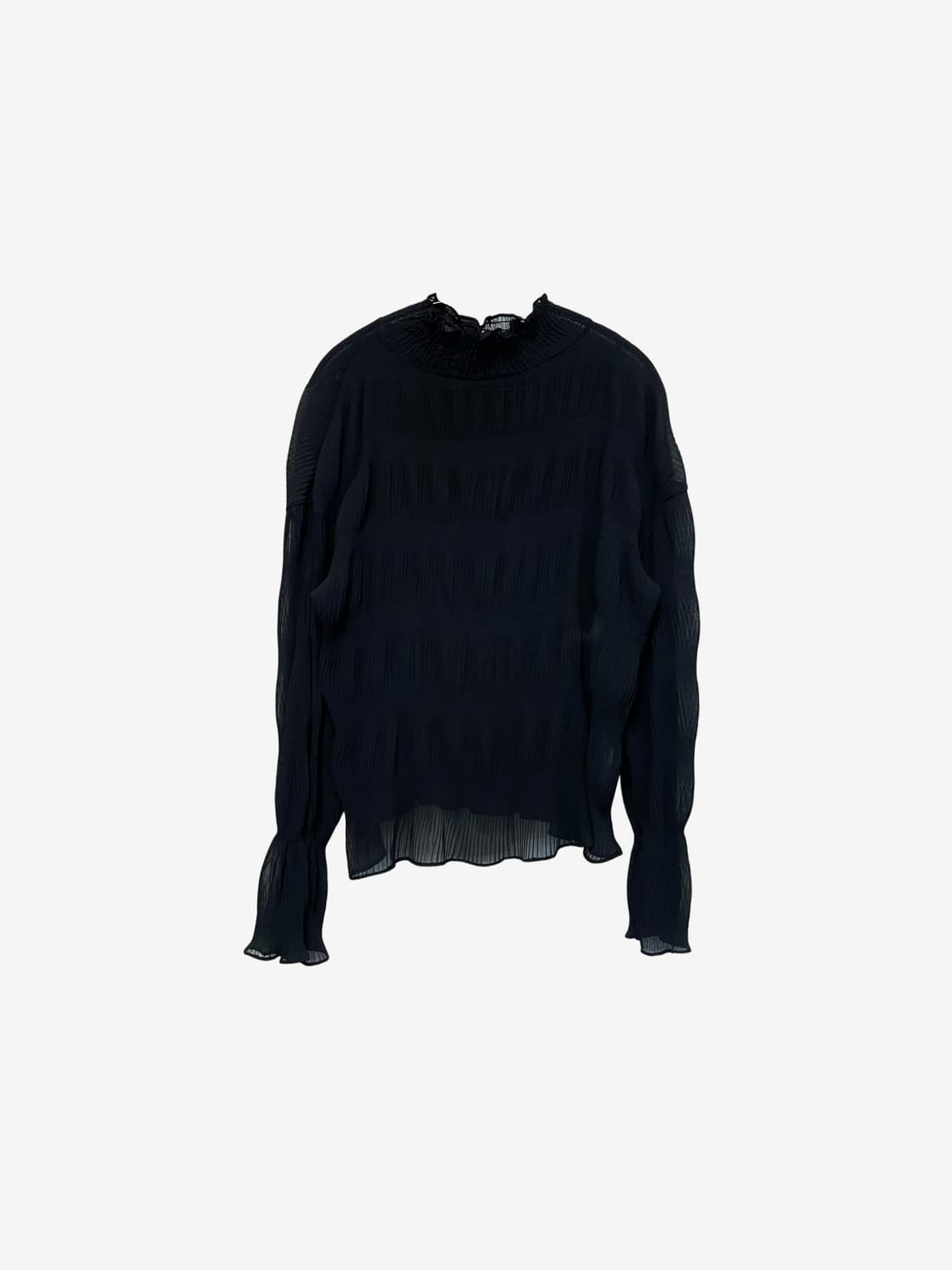 Chiffon Shirring Blouse - Black 상품이미지4