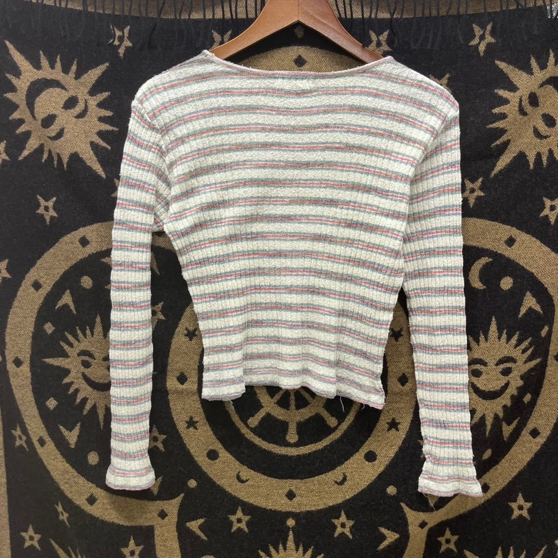 빈티지 레트로 스트라이프 스판 딱붙핏 긴팔 롱슬리브 K0026 상품이미지3