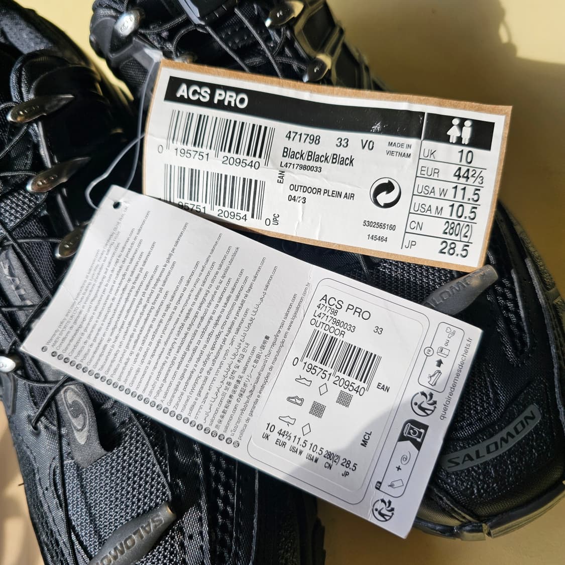 285 새제품) 살로몬 ACS 프로 블랙 트레일화 등산화 남자 신발 상품이미지5