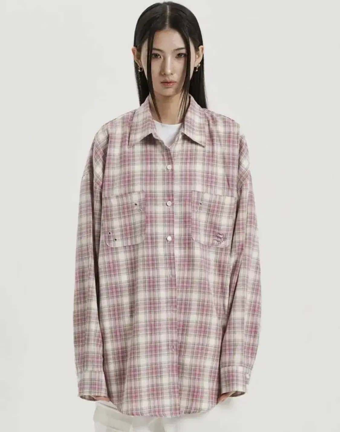 셋업이엑스이 체크셔츠 OVER CHECK SHIRT 민경, 카리나 착용 상품이미지3