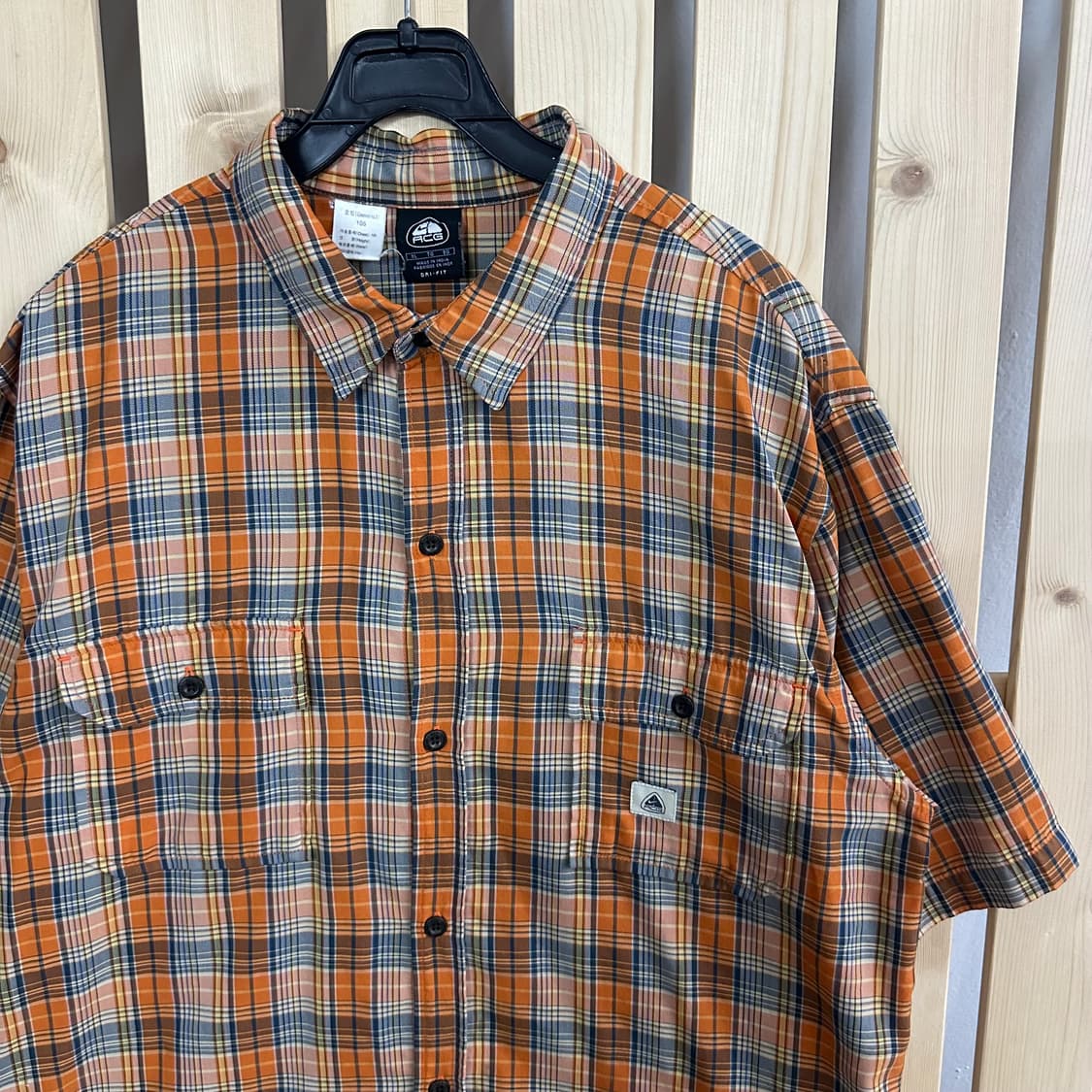 (XL) 나이키 ACG 90s 오렌지 체크 반팔 셔츠 상품이미지4