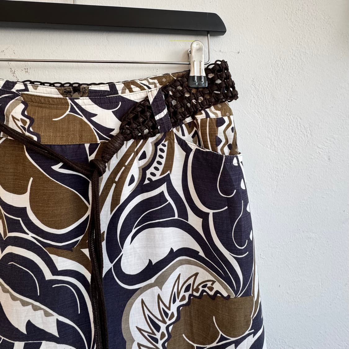 카키&네이비 패턴 미디스커트 상품이미지3