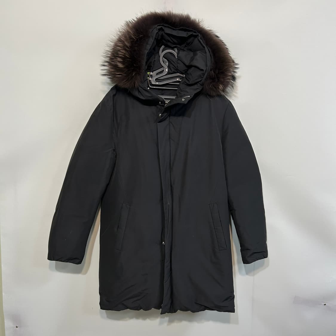 한섬 시스템옴므 남성 라쿤퍼 구스 패딩 새상품급 105 상품이미지1