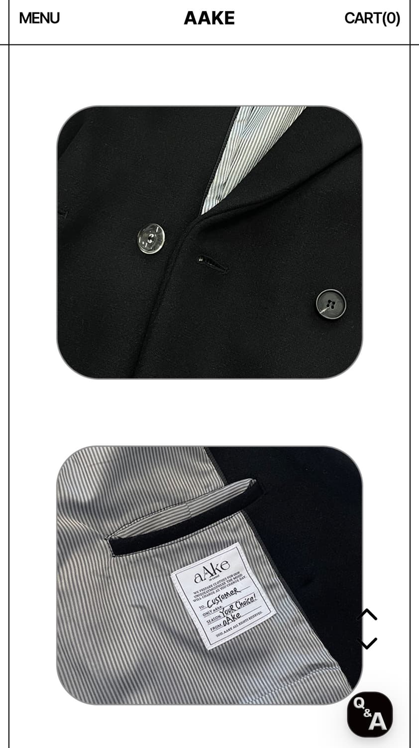 아케 포켓 로고 더블 롱 코트 블랙 상품이미지3