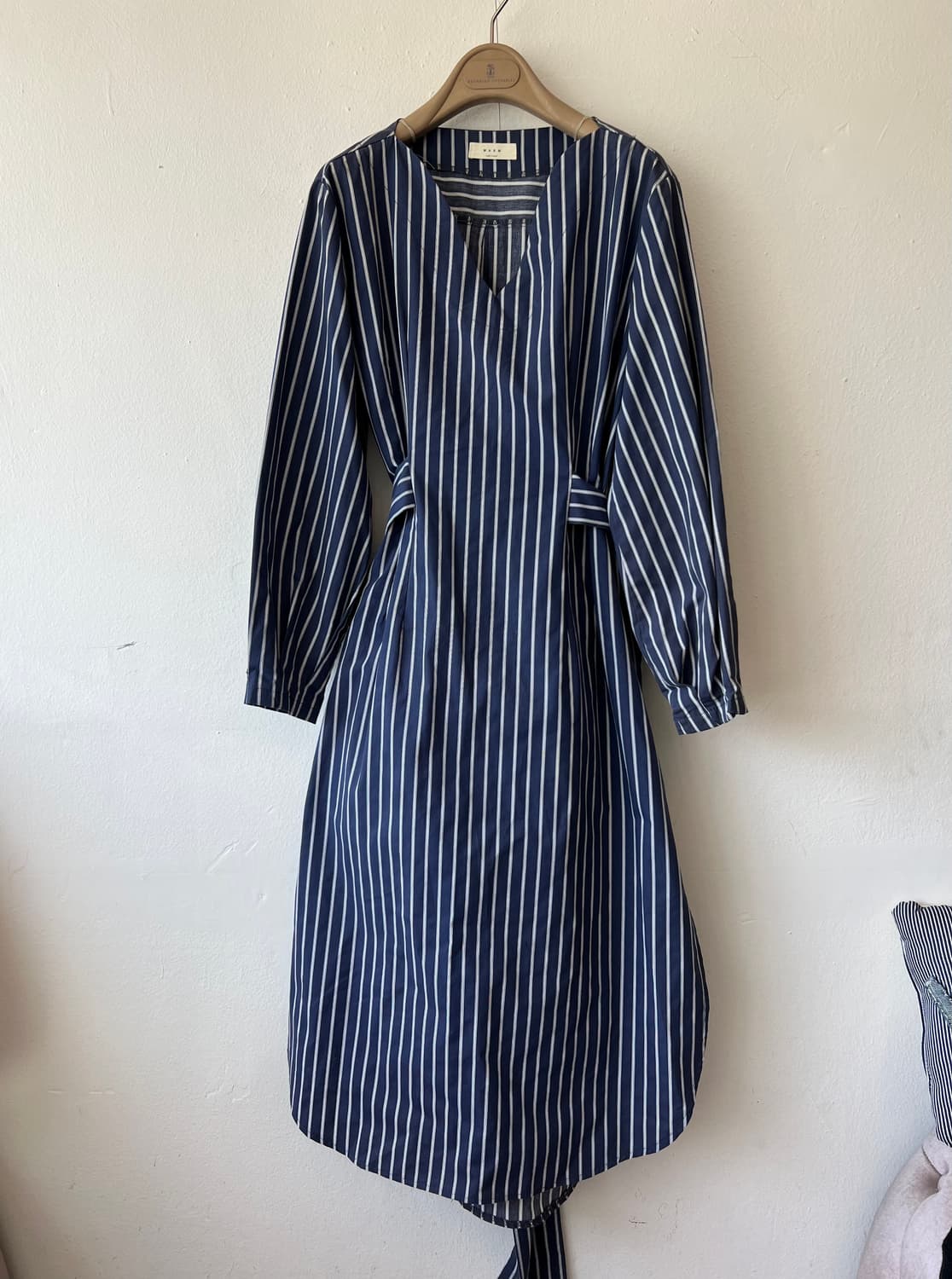 쇼핑몰 WARM 여성 네이비 스트라이프 코튼원피스 롱원피스 상품이미지2