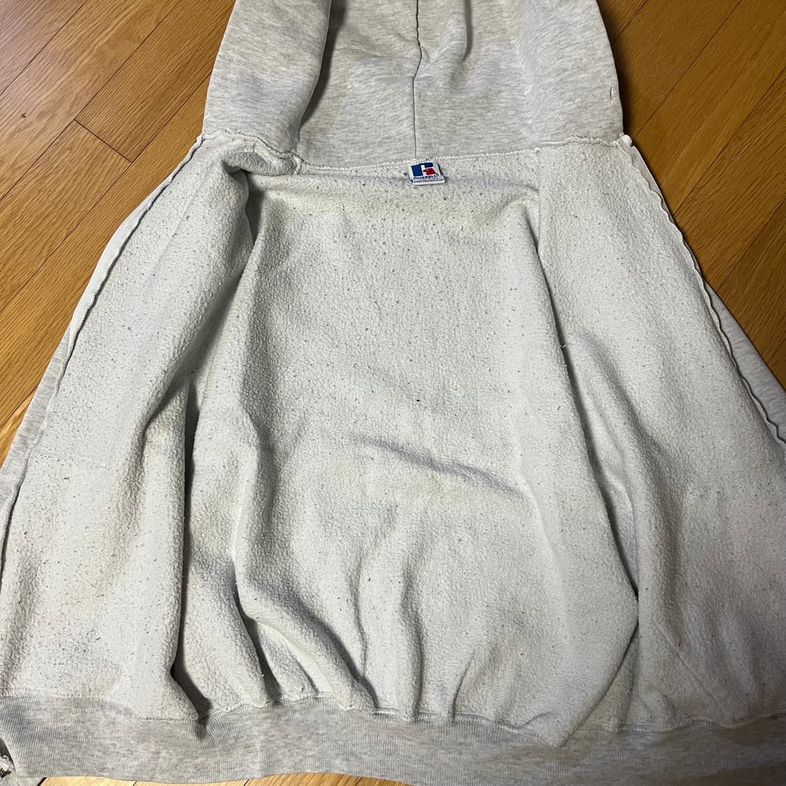 [M] 90s USA 빈티지 러셀 후드집업 헤더 그레이 상품이미지2