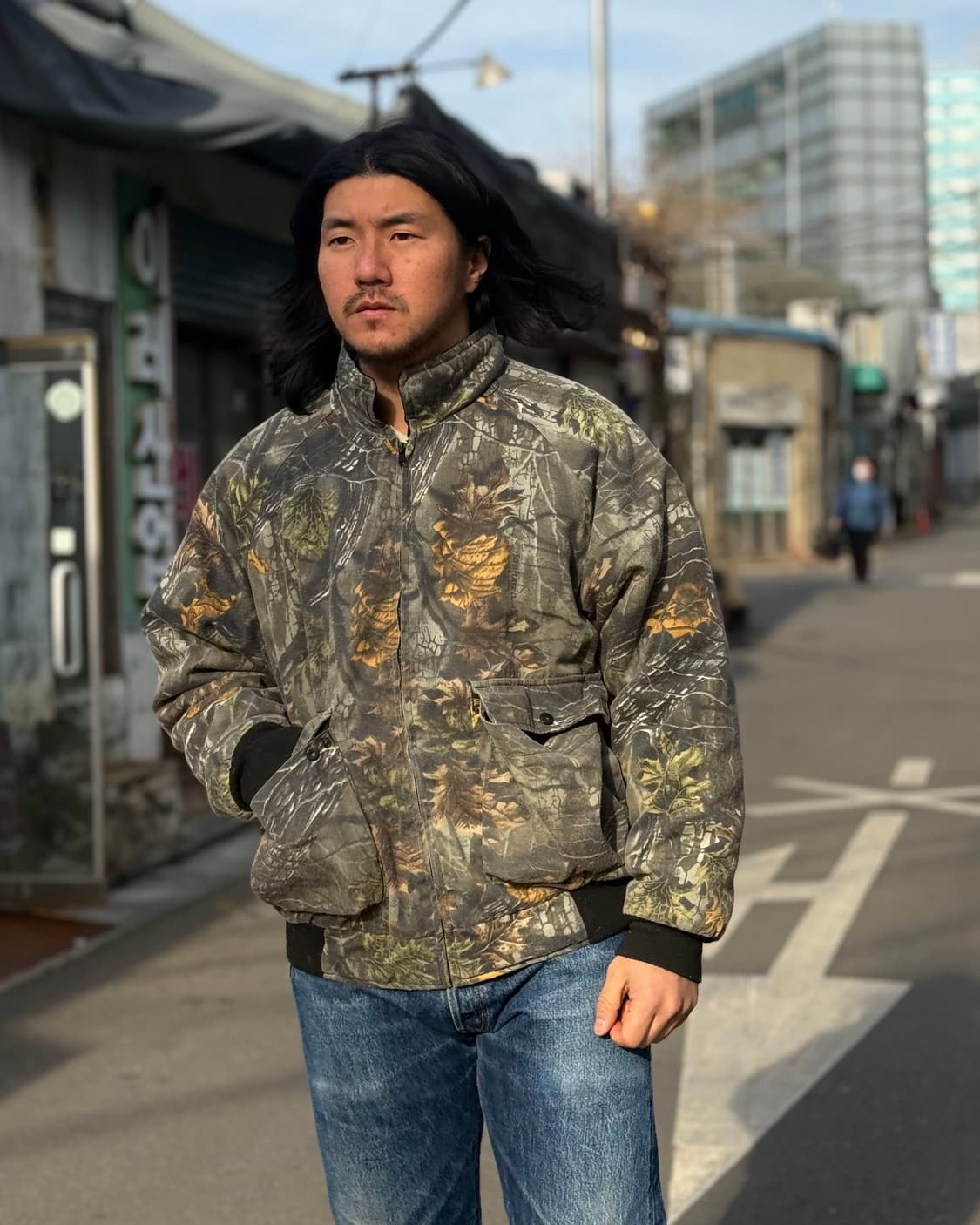 90‘s 테크스킨 코튼우드 카모 패턴 봄버자켓 105-107 상품이미지7