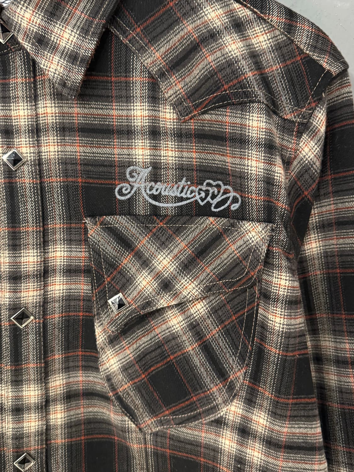 Acoustic 어쿠스틱 인디언스컬 체크 웨스턴셔츠  상품이미지5