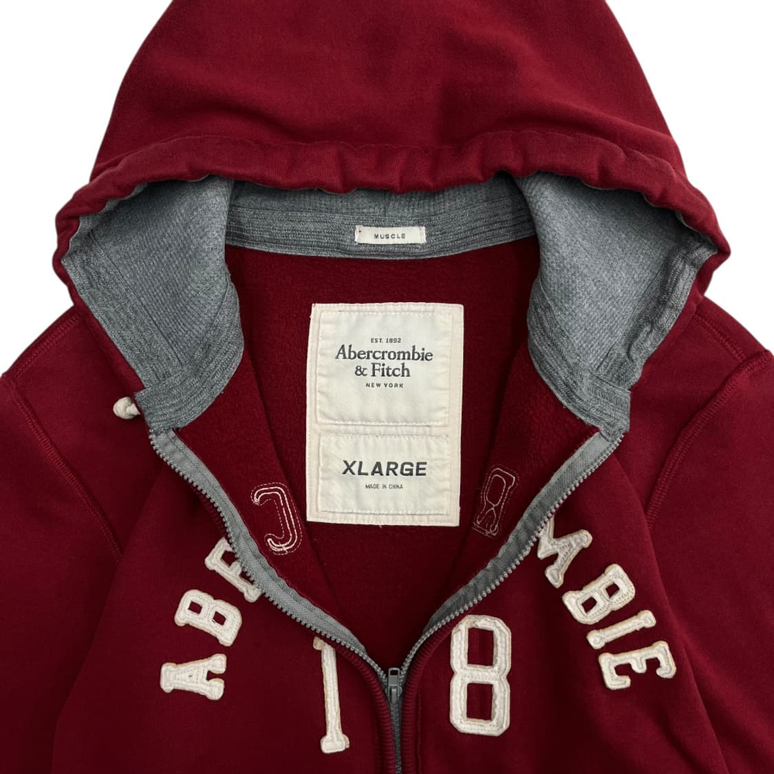 아베크롬비 센터로고 와인 후드집업 XL 상품이미지5