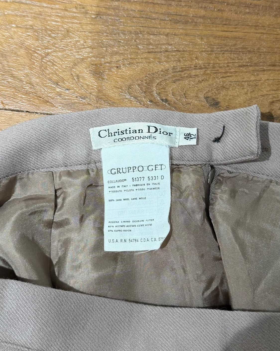 크리스찬 디올 핑크베이지 울 미디 스커트 상품이미지7