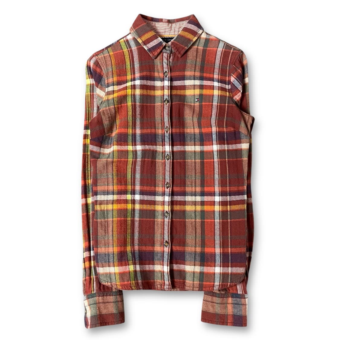 타미힐피거 빈티지 오렌지 멀티 배색 체크 긴팔셔츠 레귤러핏 2 상품이미지1