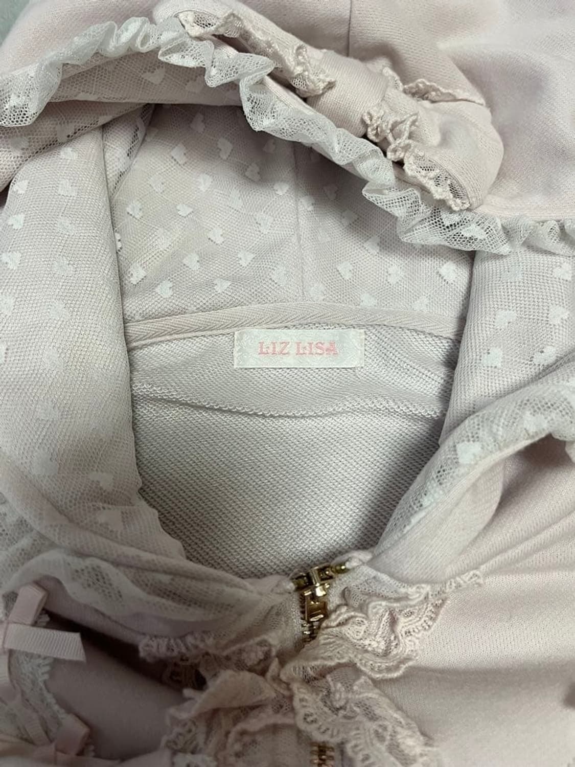 양산형 지뢰계 lizlisa 리즈리사 리본 파카 후드 셋업 상품이미지6