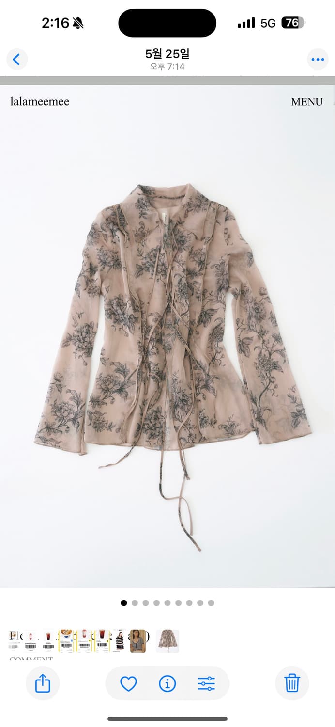 lalameemee 라라미미 블라우스 floral chiffon 상품이미지1