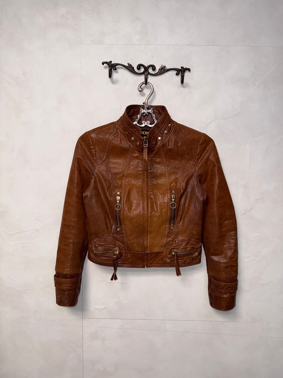 Egoist brown lamb skin line zipper jk 상품이미지1